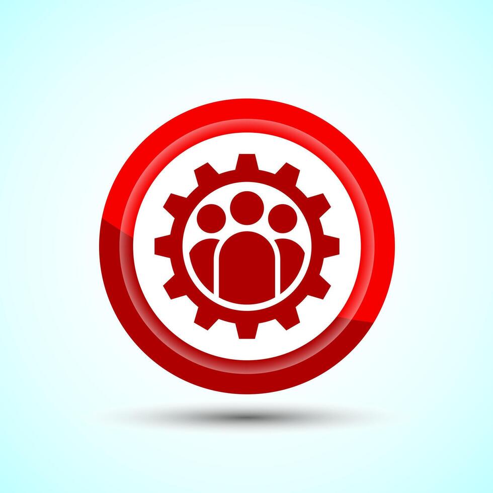 Teamwork Icon Design Illustration, Cooperation Icon For Apps and Websites, Red Color Button Design vector