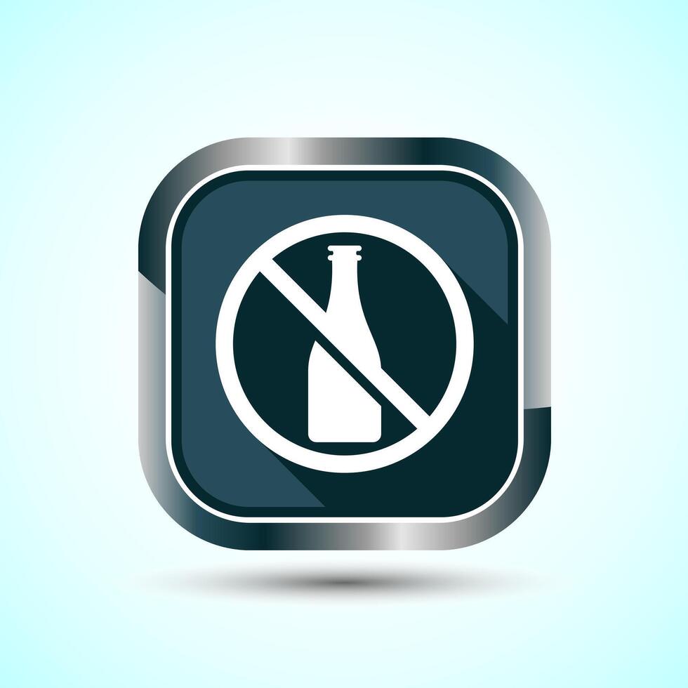 Alcohol Free Icon Design Illustration, No Alcohol Sign, Gray Shadow Button Design vector