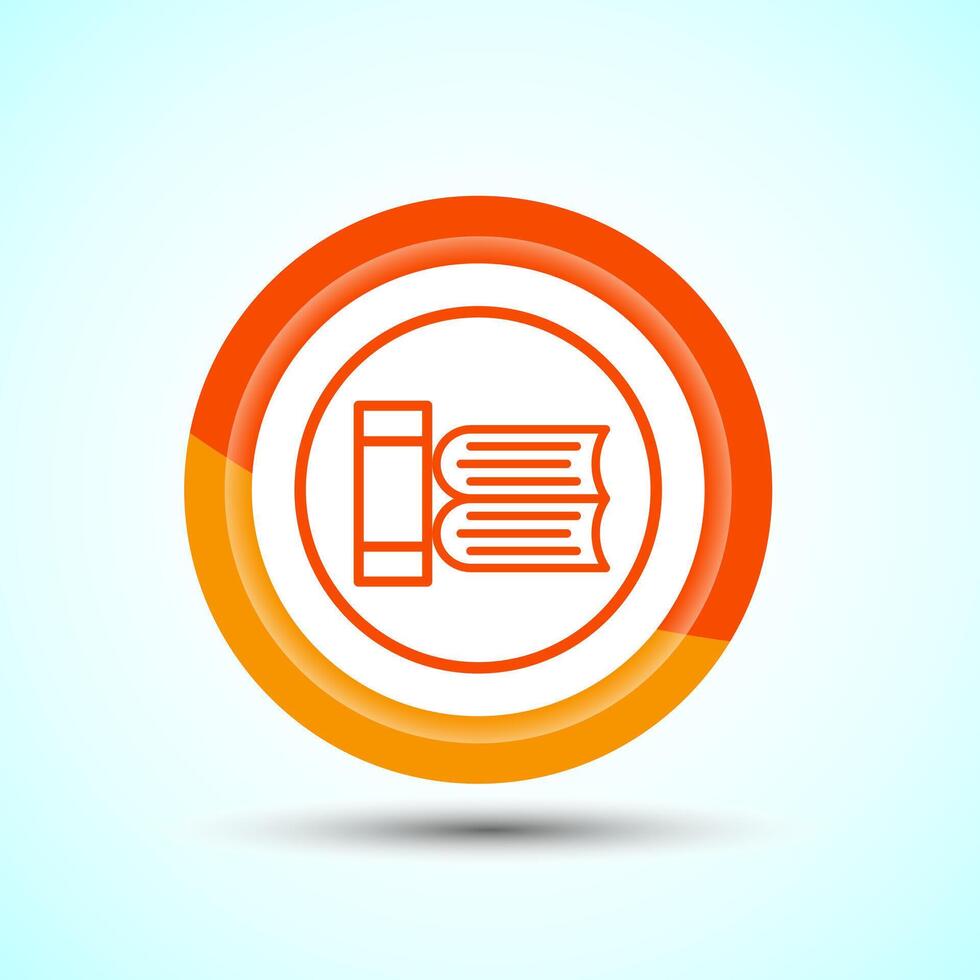 Book Icon Design Illustration, Book Icon For Apps and Websites, Orange Color Button Design vector