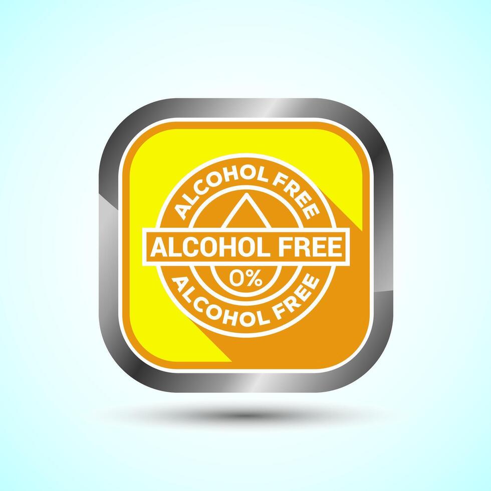Alcohol Free Icon Design Illustration, No Alcohol Sign, Yellow Shadow Button Design vector