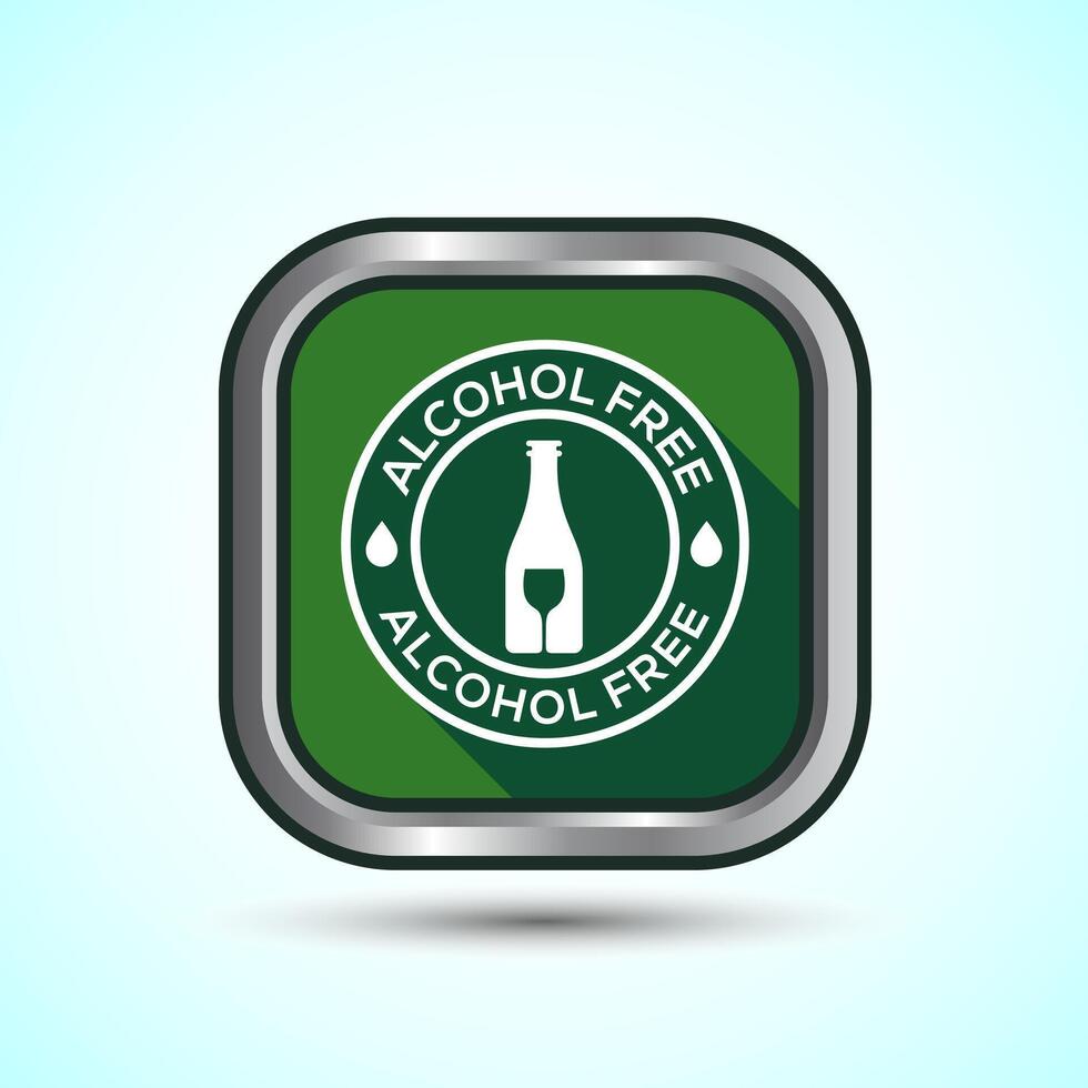 Alcohol Free Icon Design Illustration, No Alcohol Sign, Green Shadow Button Design vector