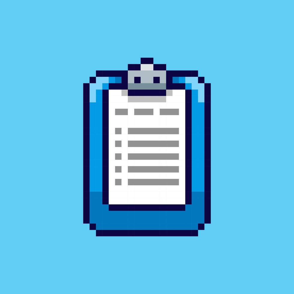 Pixel art Clipboard with Document game asset design vector