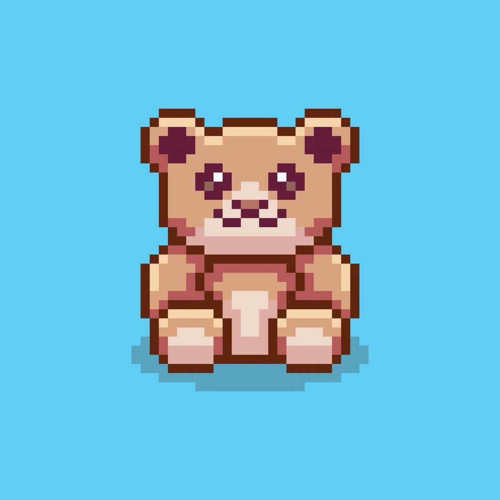 Pixel art Teddy Bear game asset design vector