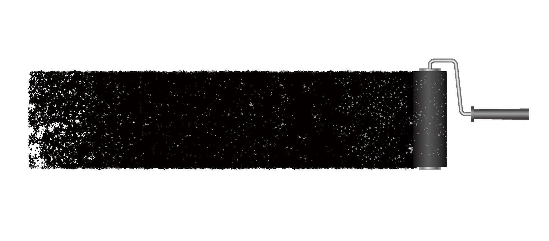 Abstract Black Grunge Texture Background With A Paint Roller. vector