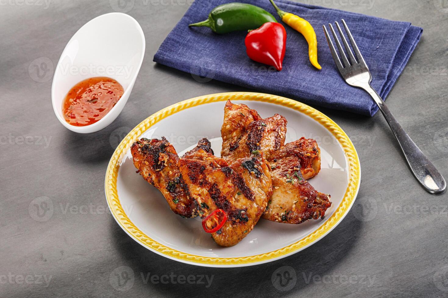 Buffalo grilled chicken wings barbecue photo