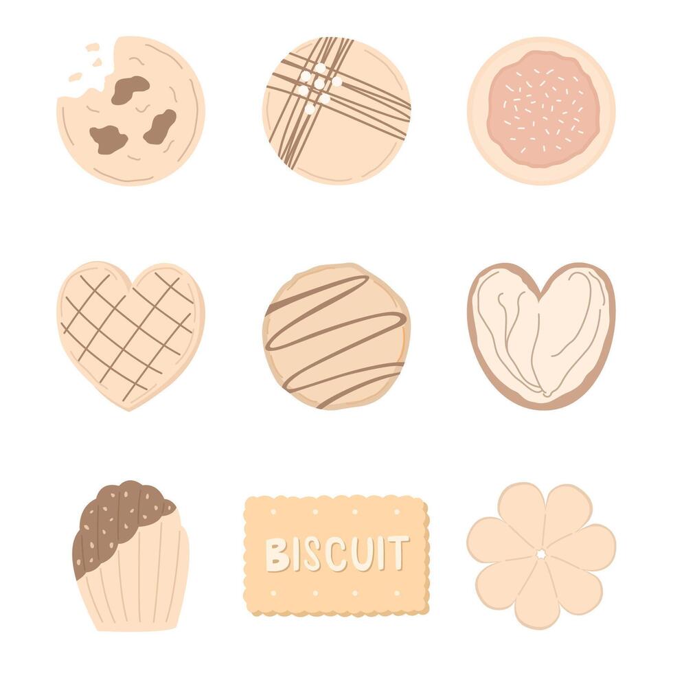 Delicious cookies sticker set vector