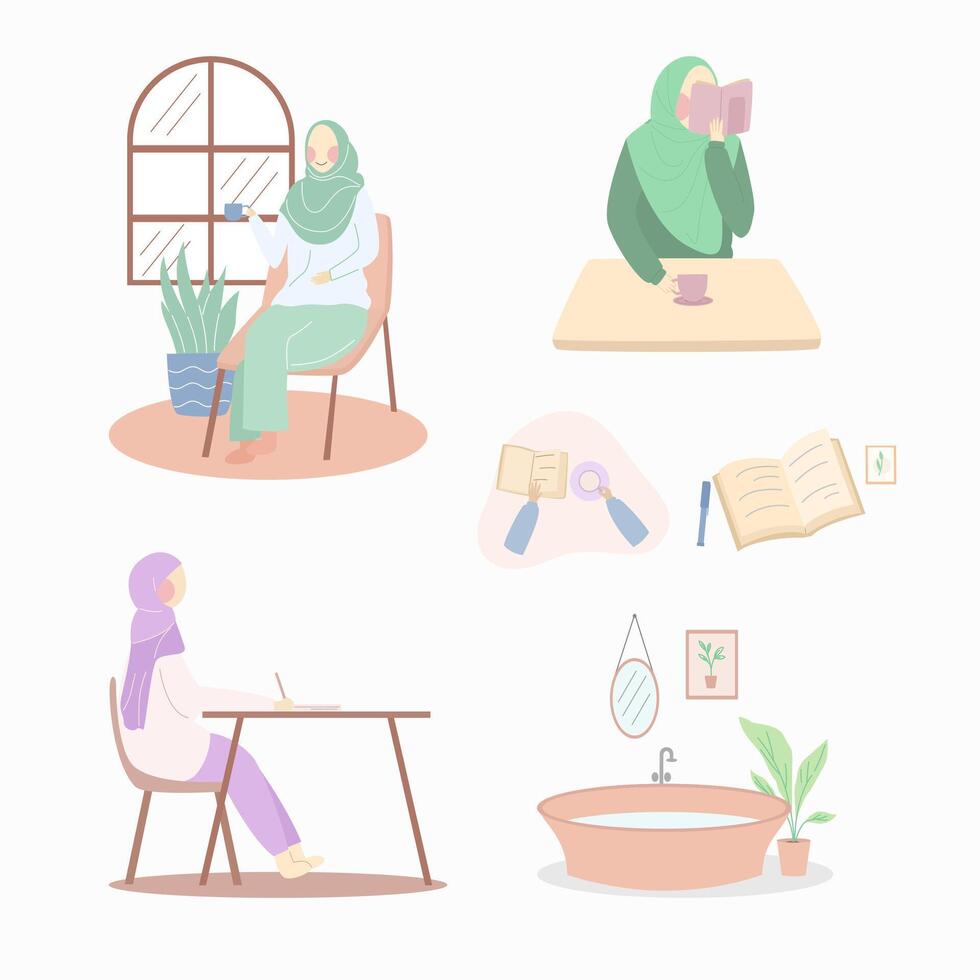 Girl chilling at home illustration background vector
