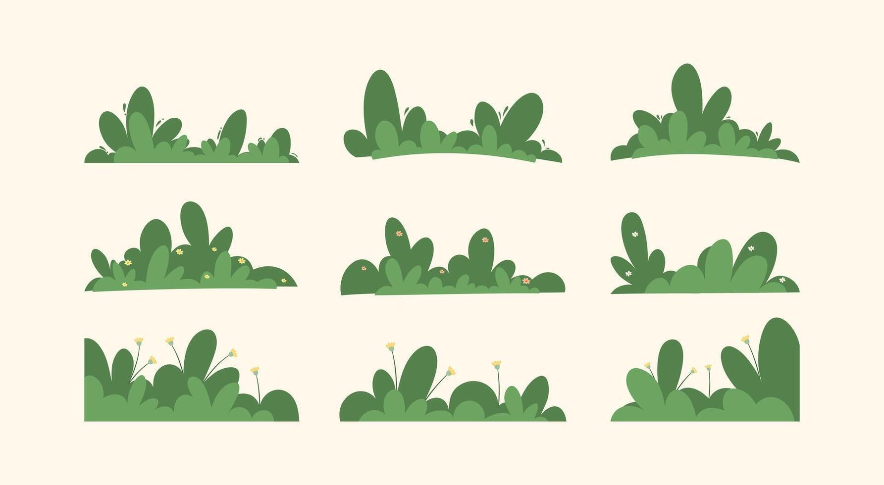 Collection set of border grass in flat design vector