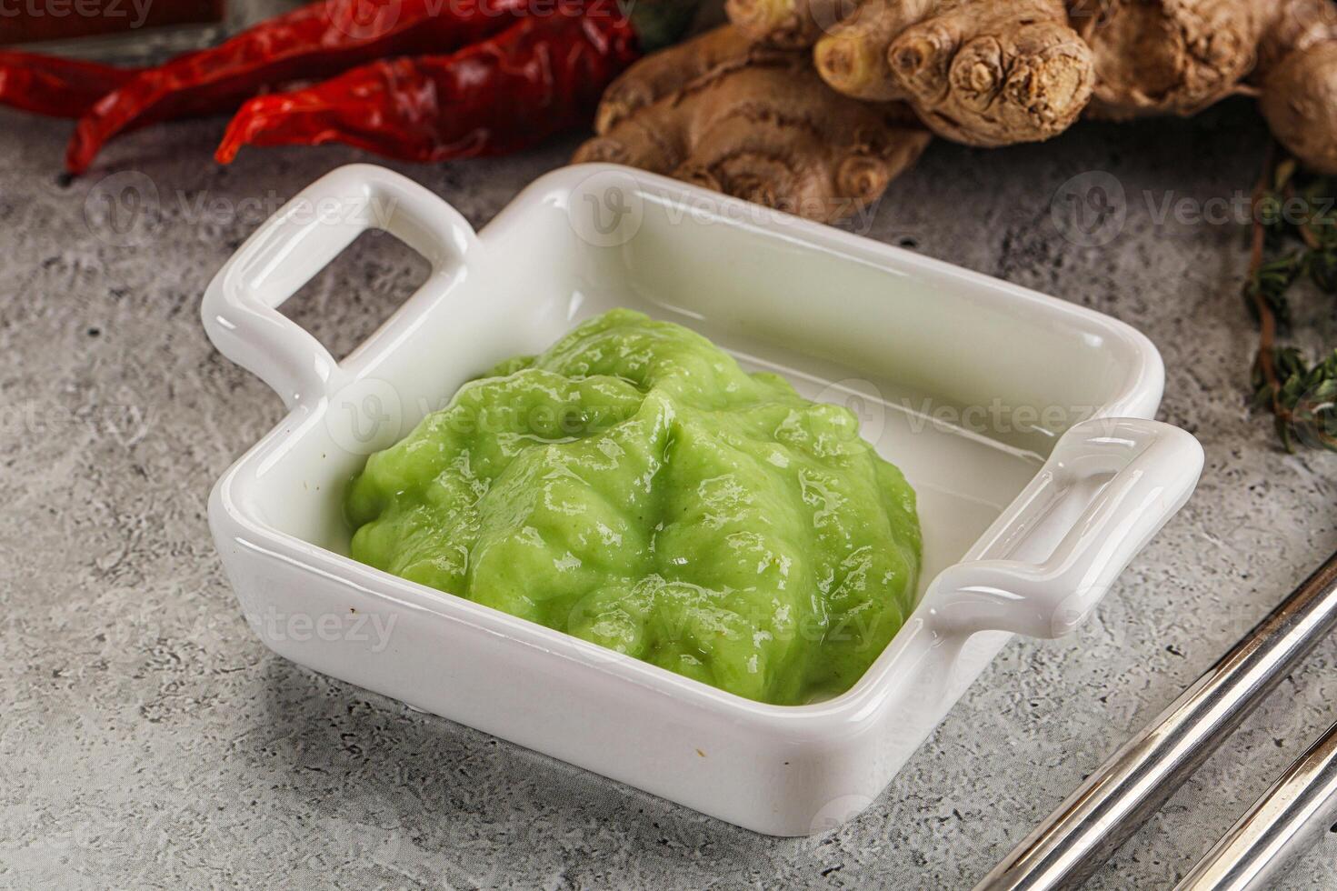 Green organic asian Wasabi seasoning photo