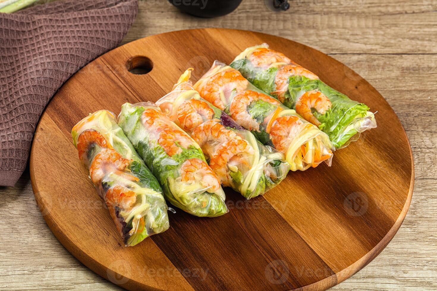 Vietnamese spring roll with prawn and mango photo