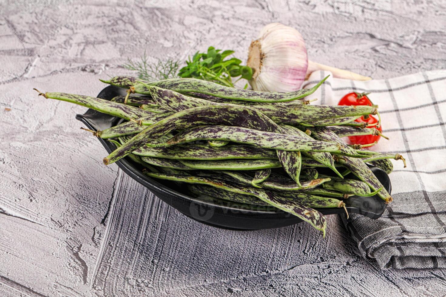 Fresh raw young green beans photo