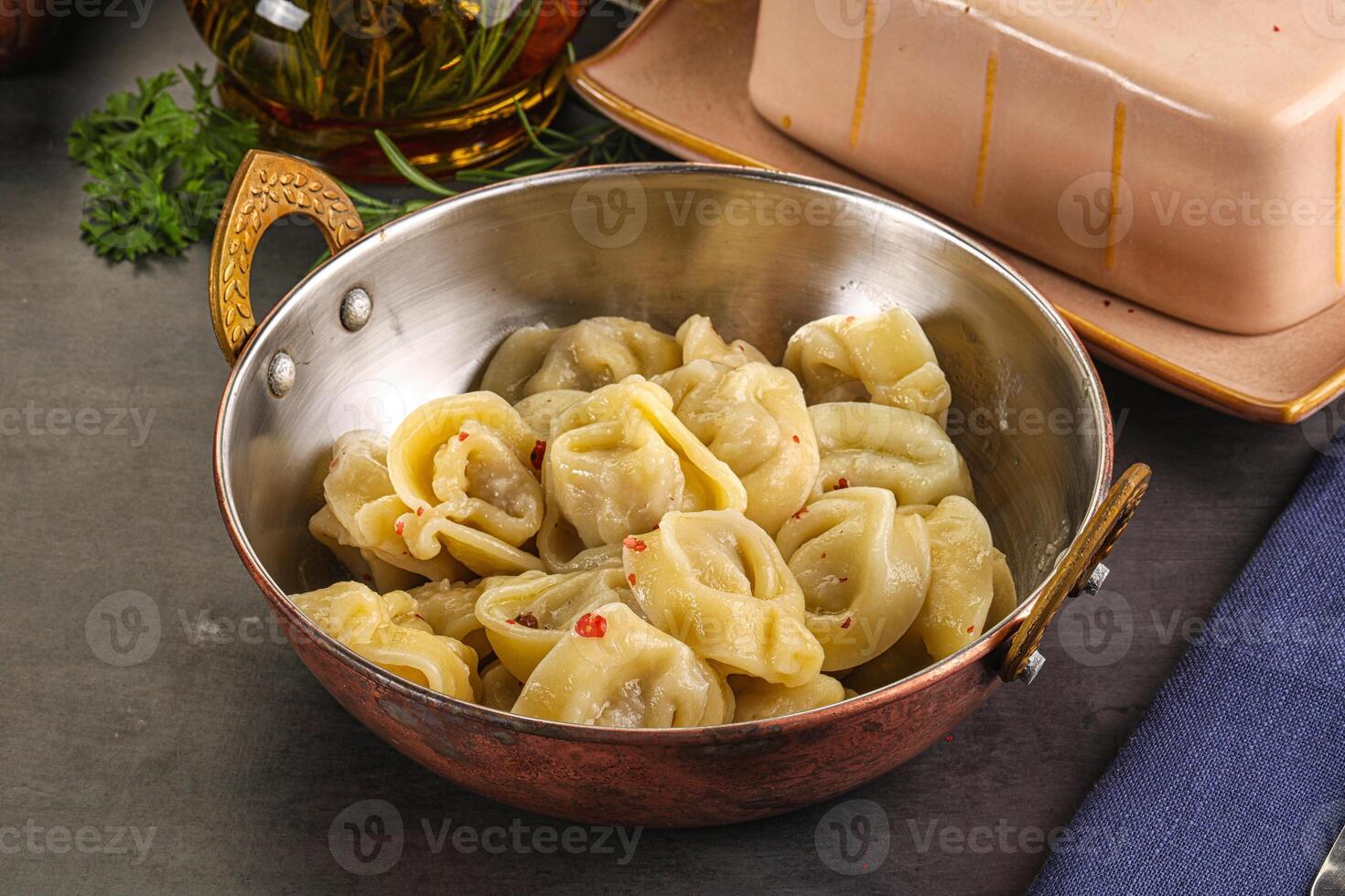 Russian homemade dumplings with meat photo