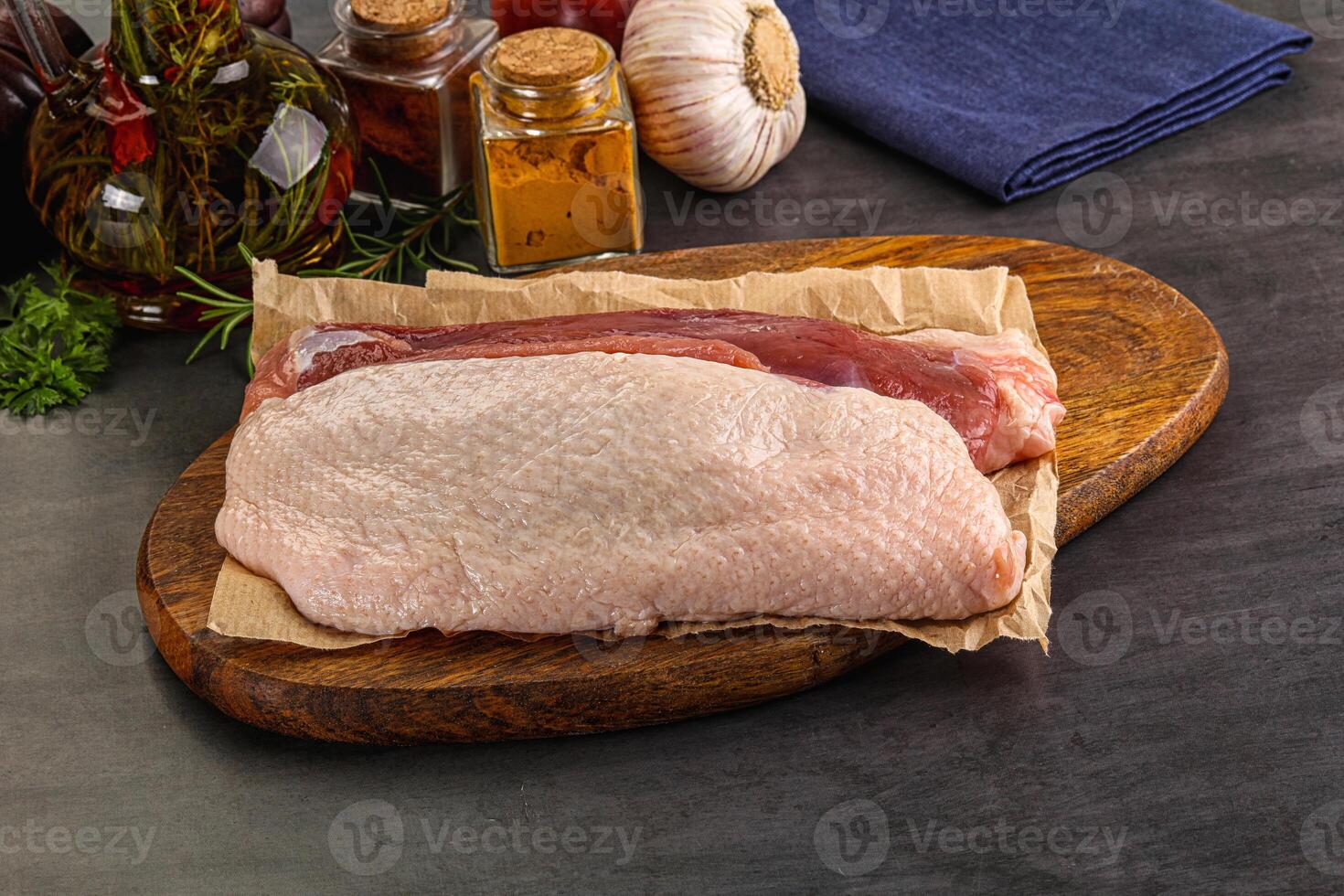 Raw duck breast for cooking photo