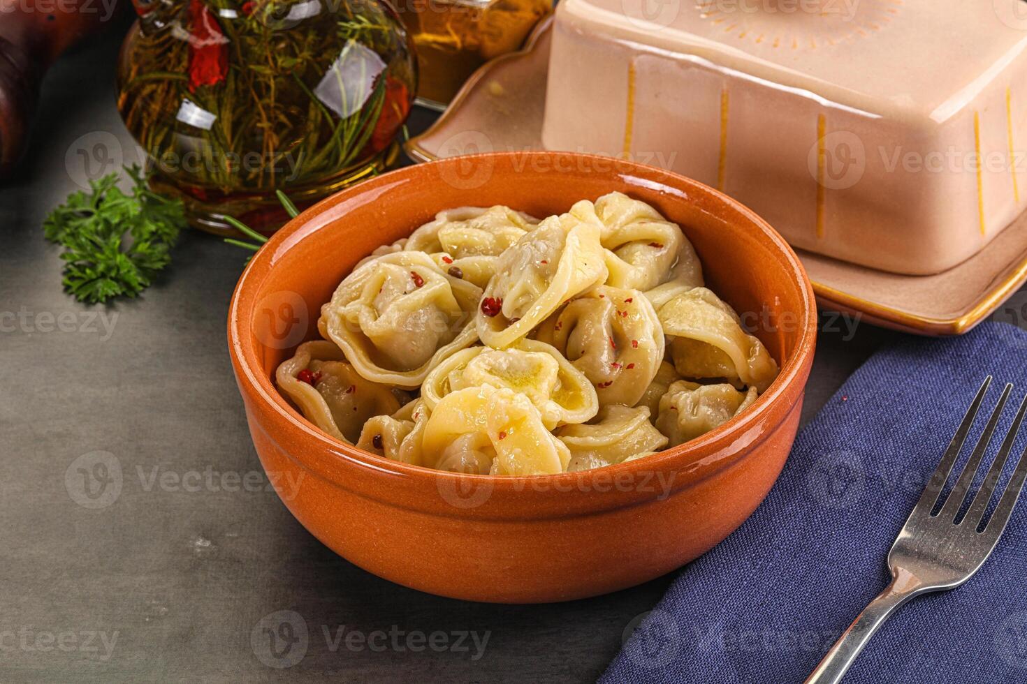 Russian homemade dumplings with meat photo