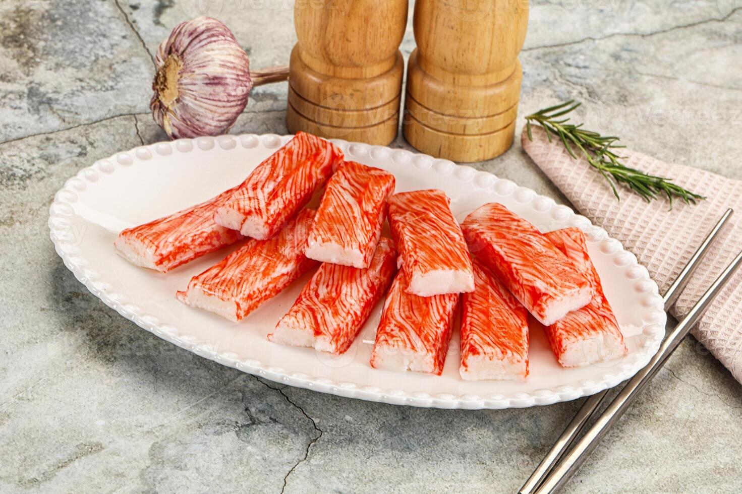 Crab meat stick surimi appetizer photo