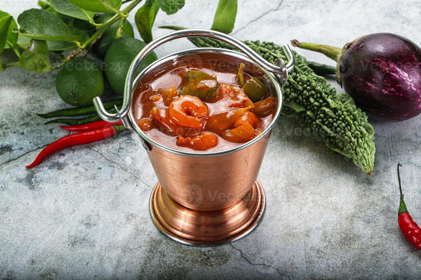 Thai red curry with prawn photo