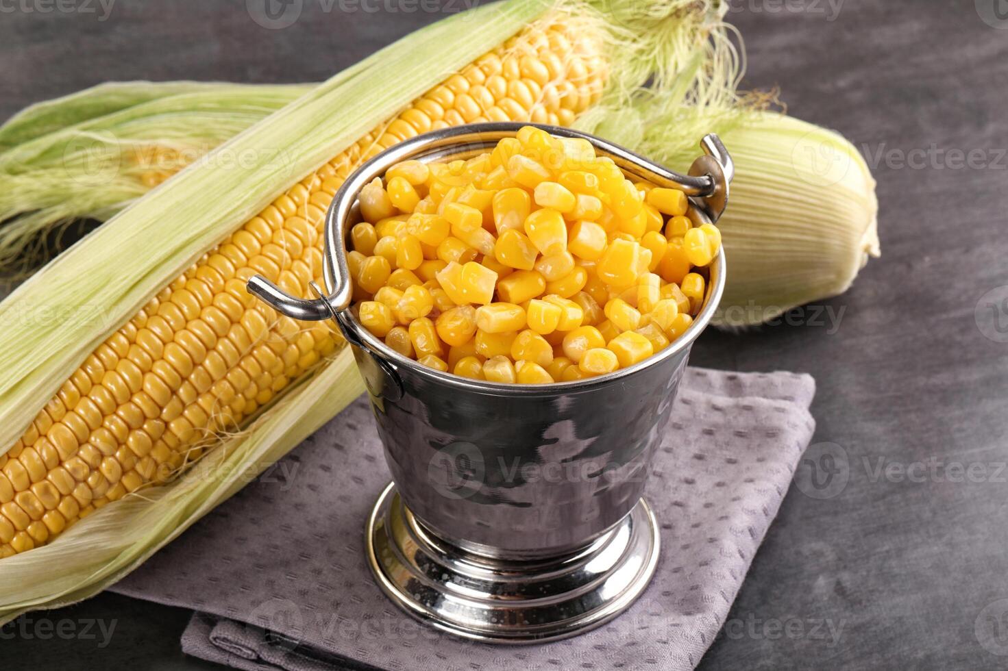 Canned sweet young corn grain photo