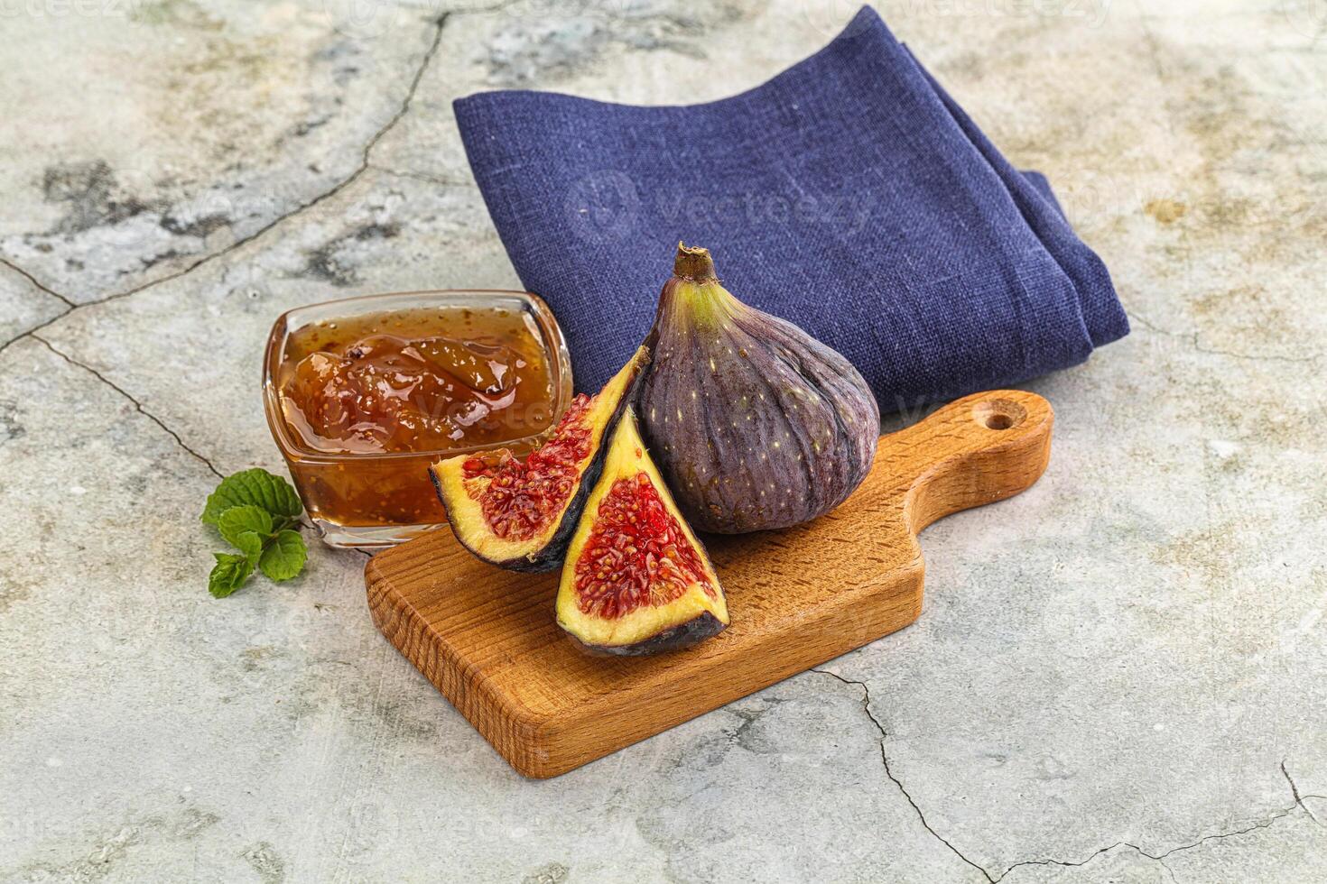 Purple ripe fig with cut photo
