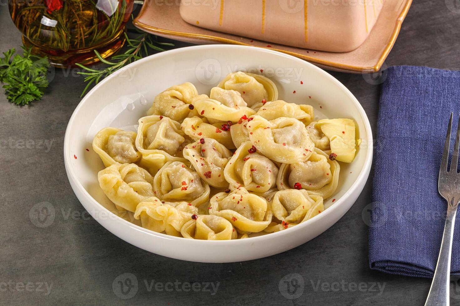 Russian homemade dumplings with meat photo