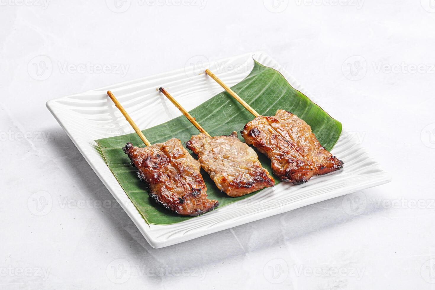 Thai cuisine - grilled pork skewer photo