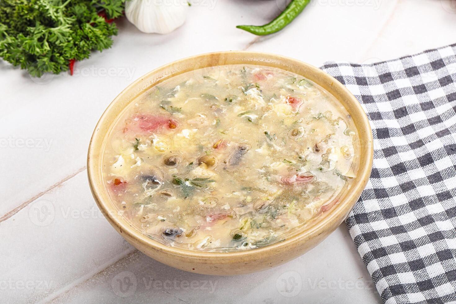 Chicken hot and sour soup photo
