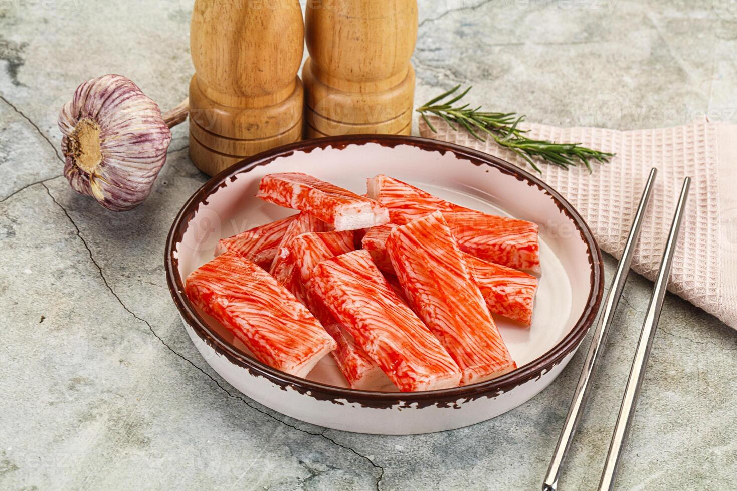 Crab meat stick surimi appetizer photo