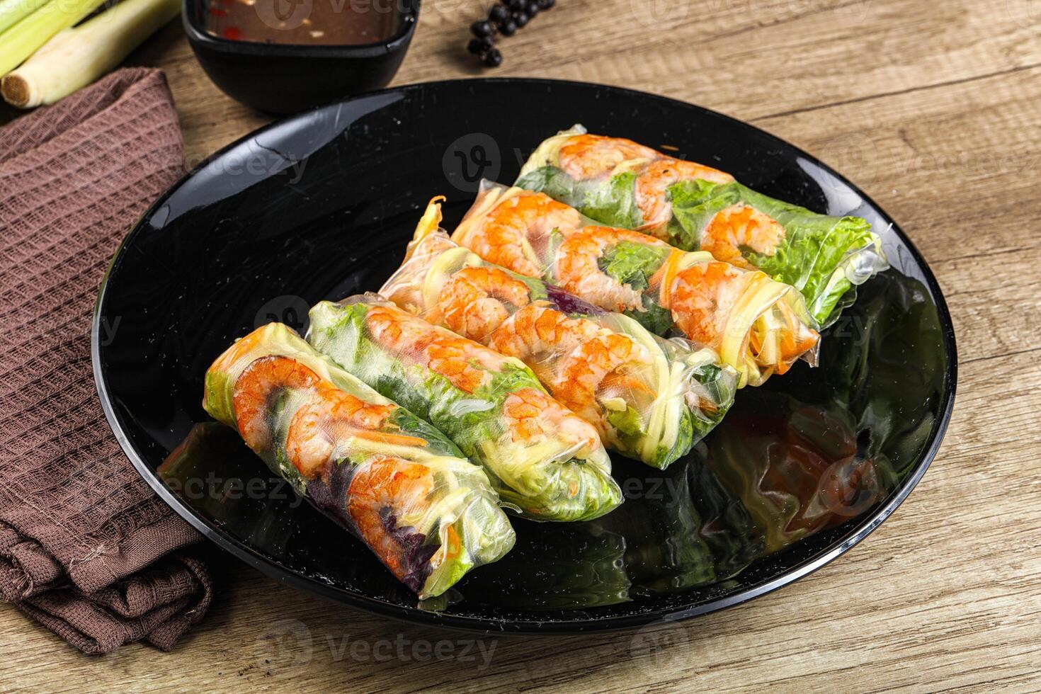 Vietnamese spring roll with prawn and mango photo