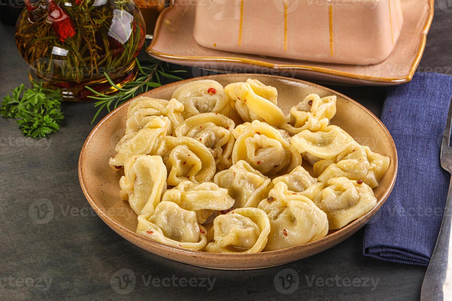Russian homemade dumplings with meat photo