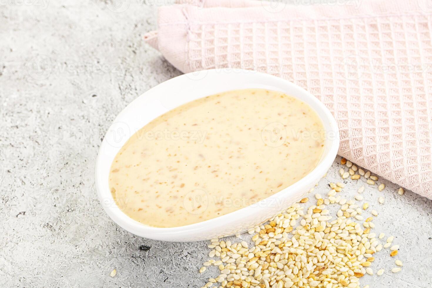 Sesame sauce in the bowl photo