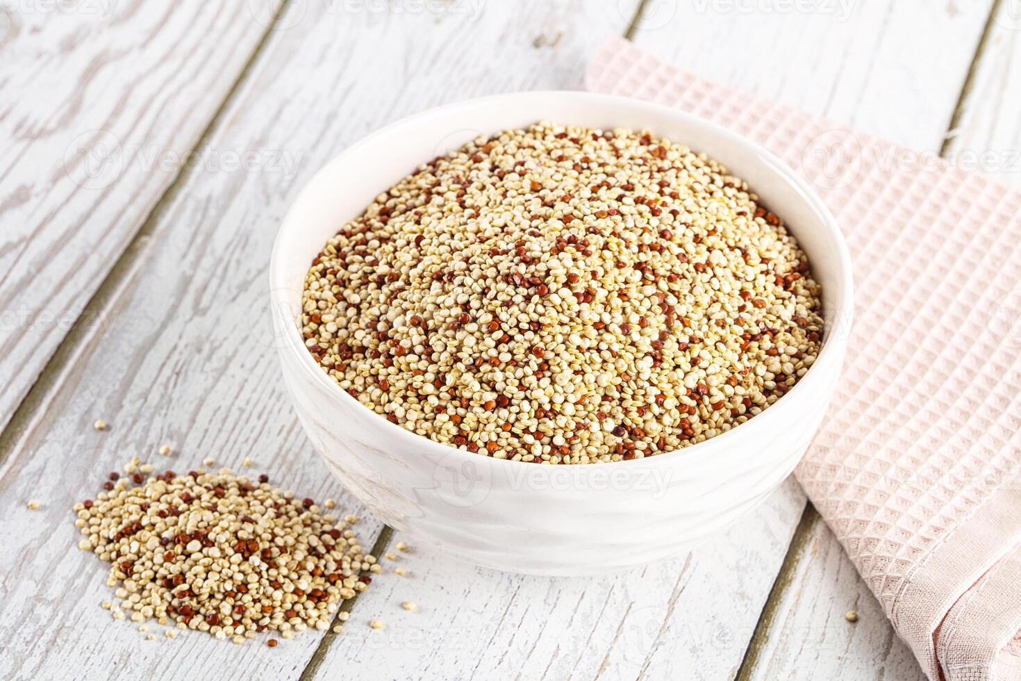 Raw dry quinoa cereal grain photo