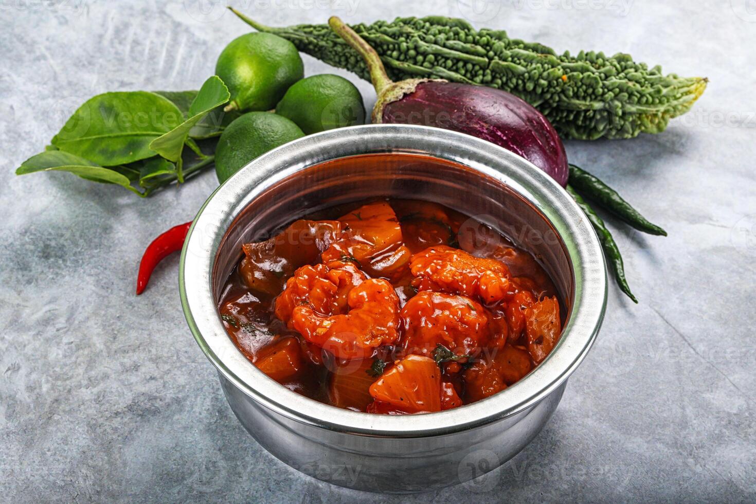 Chinese cuisine - Prawn sweet and sour sauce photo
