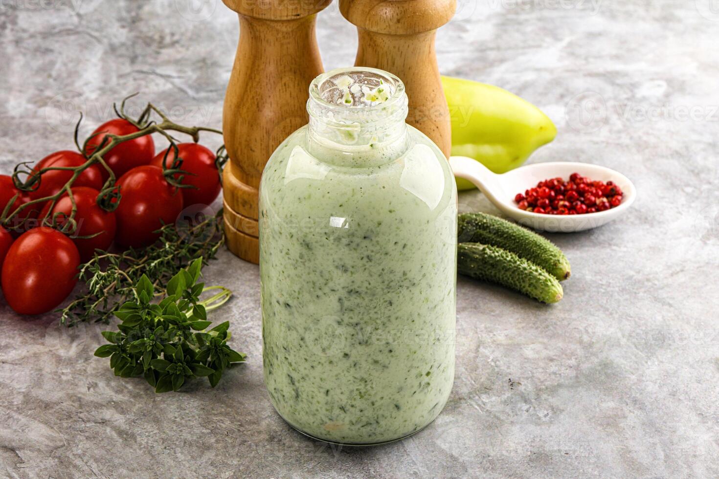 Fresh dietary detox cucumber smoothie photo