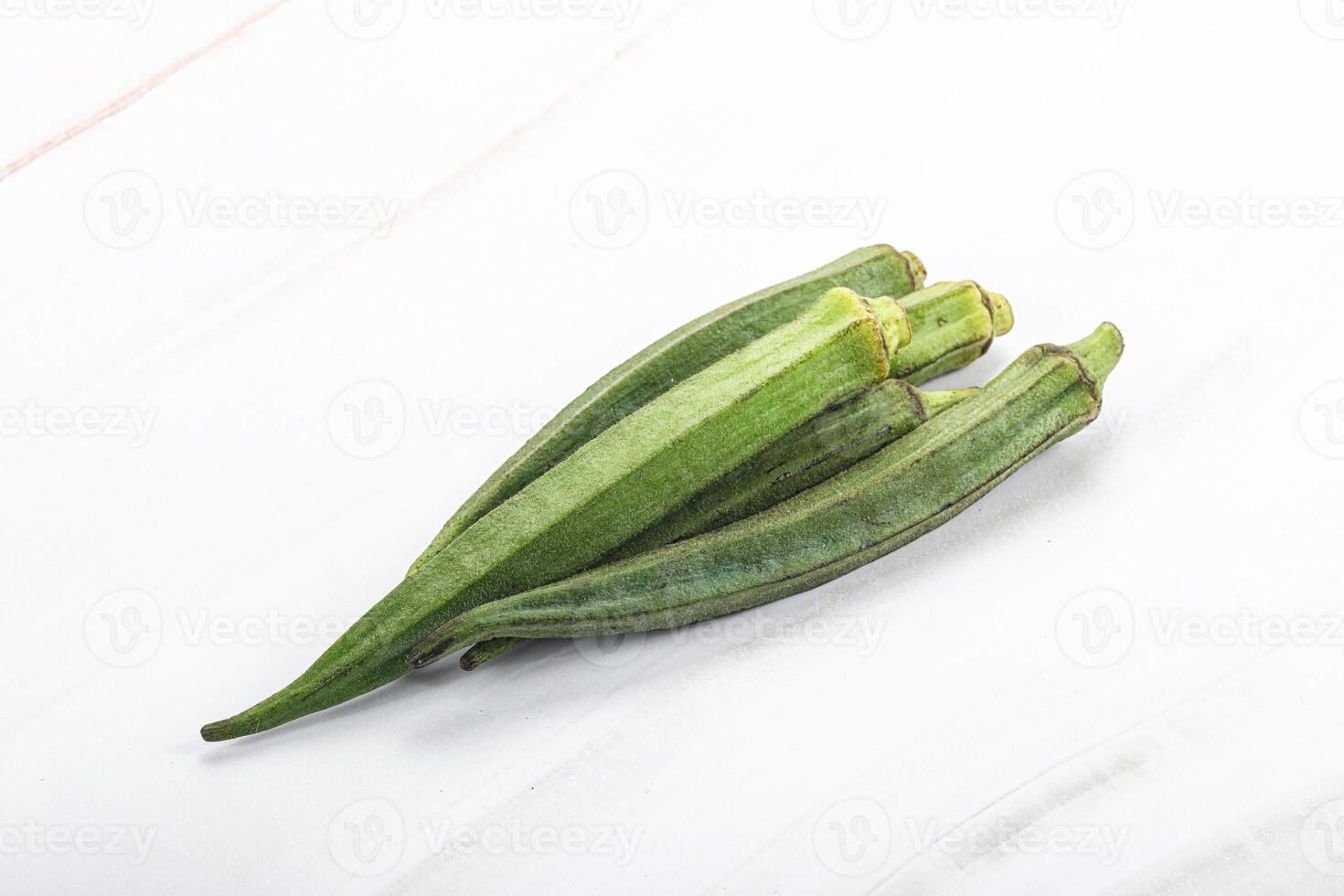 Green ripe tasty okra tropical vegetable photo