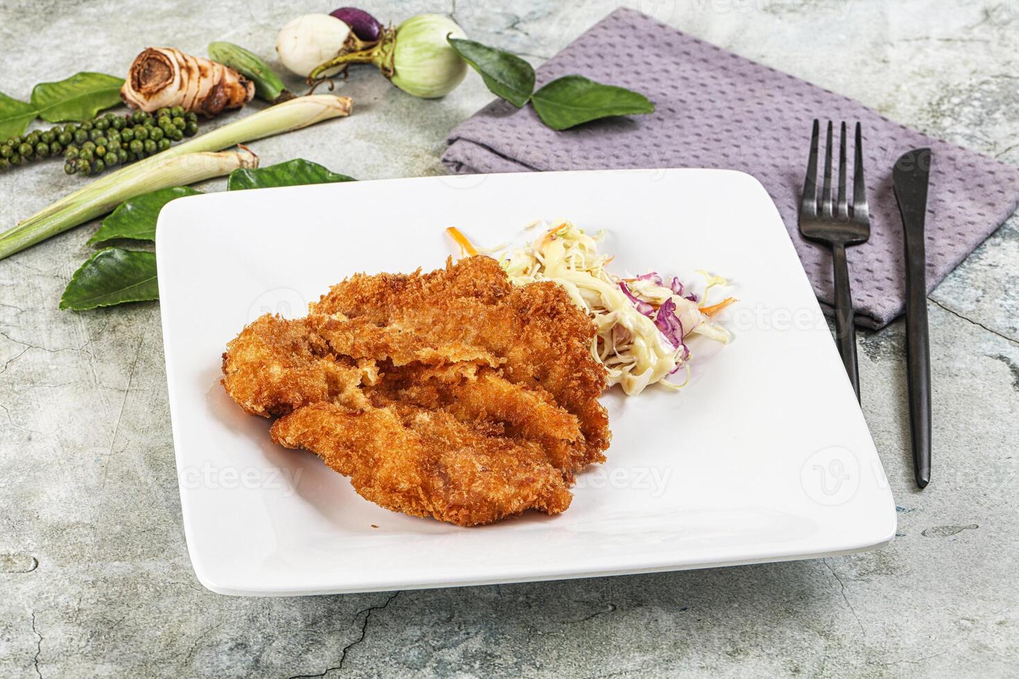 Tonkatsu fried cutlet with cabbage photo