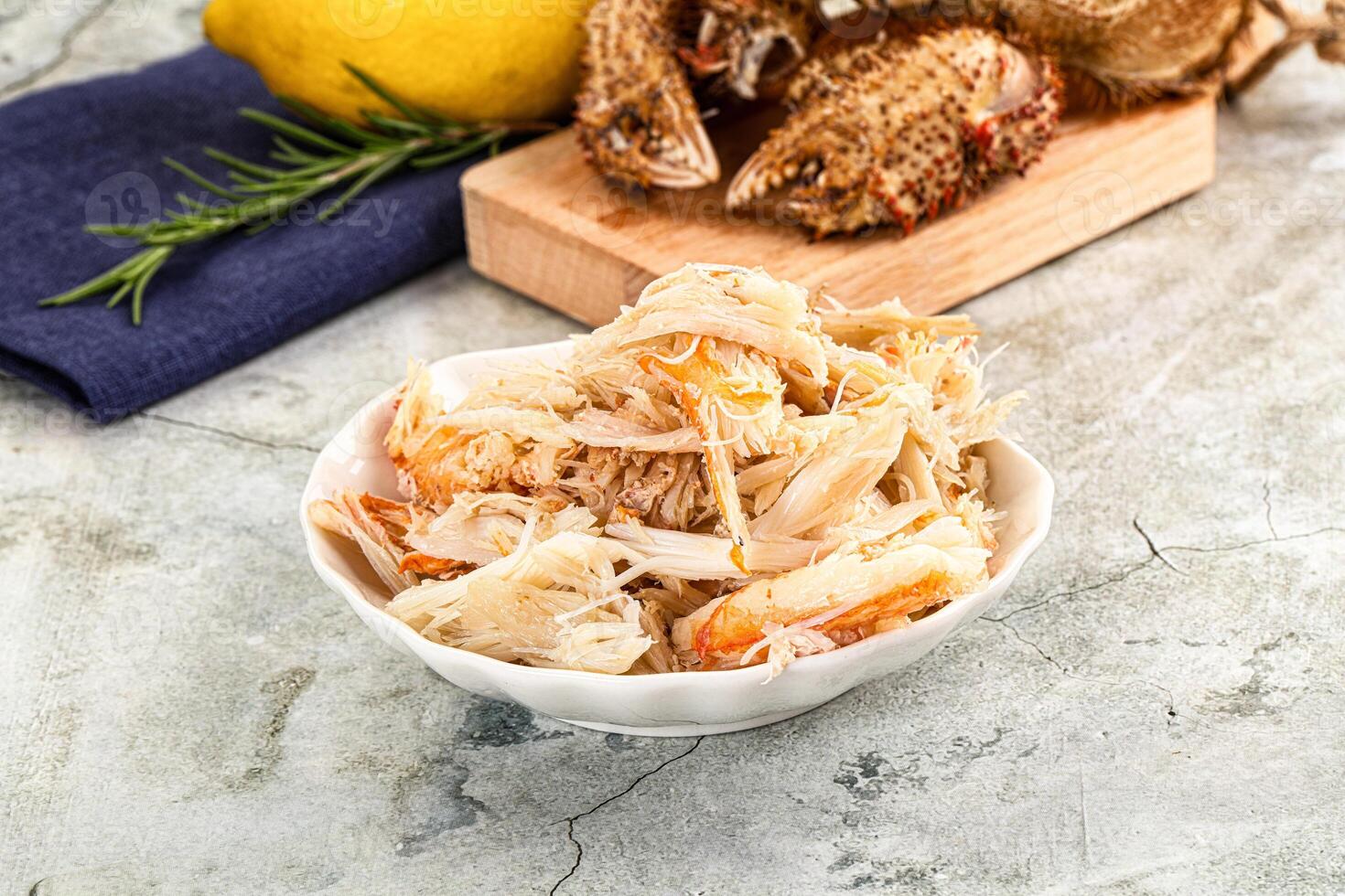 Wild natural crab meat for salad photo