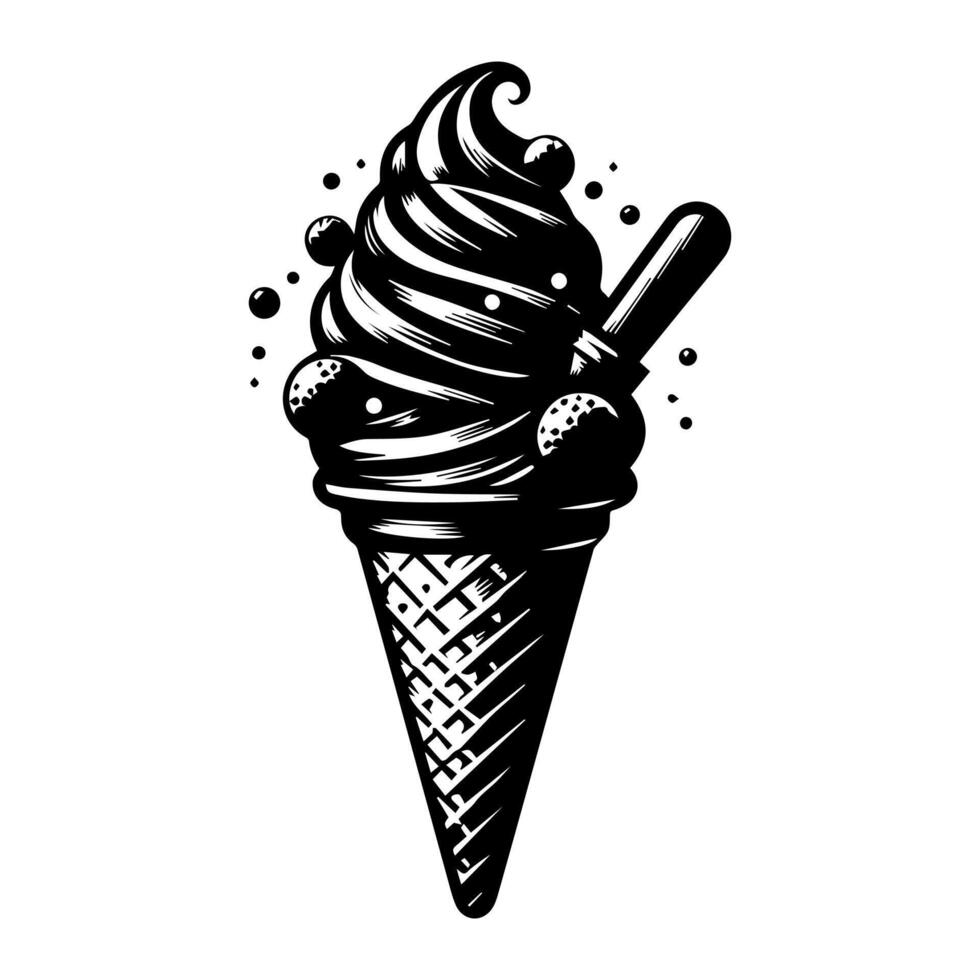 Ice cream in a waffle cone illustration vector