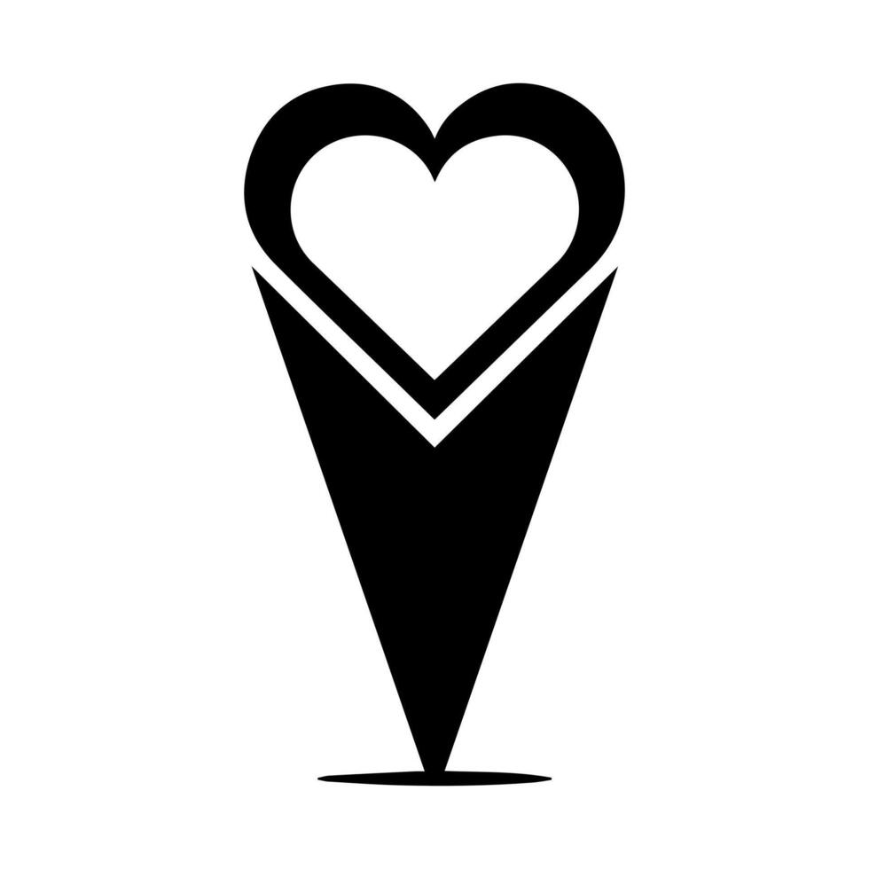 Heart icon in a cone illustration vector