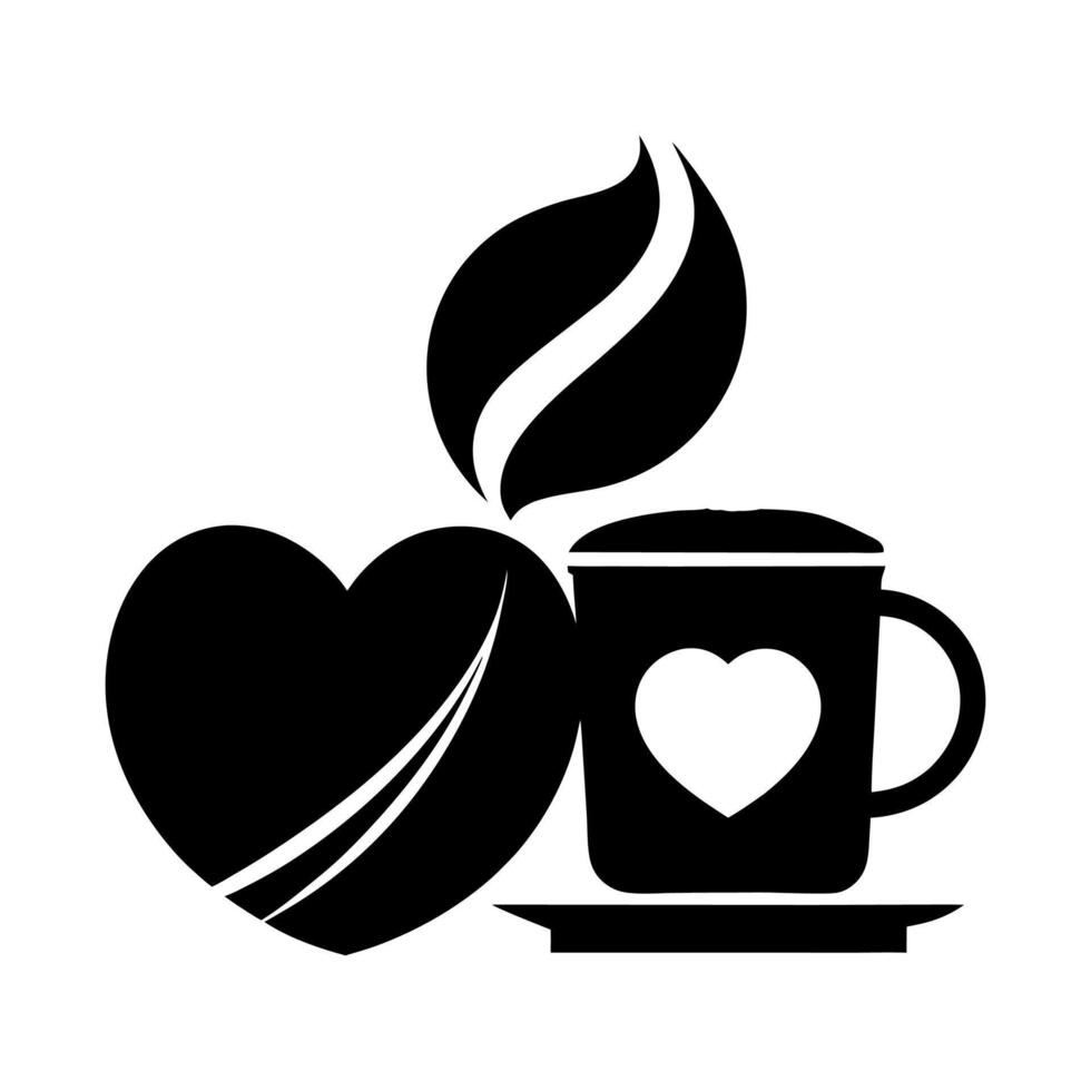 Coffee and heart icon vector