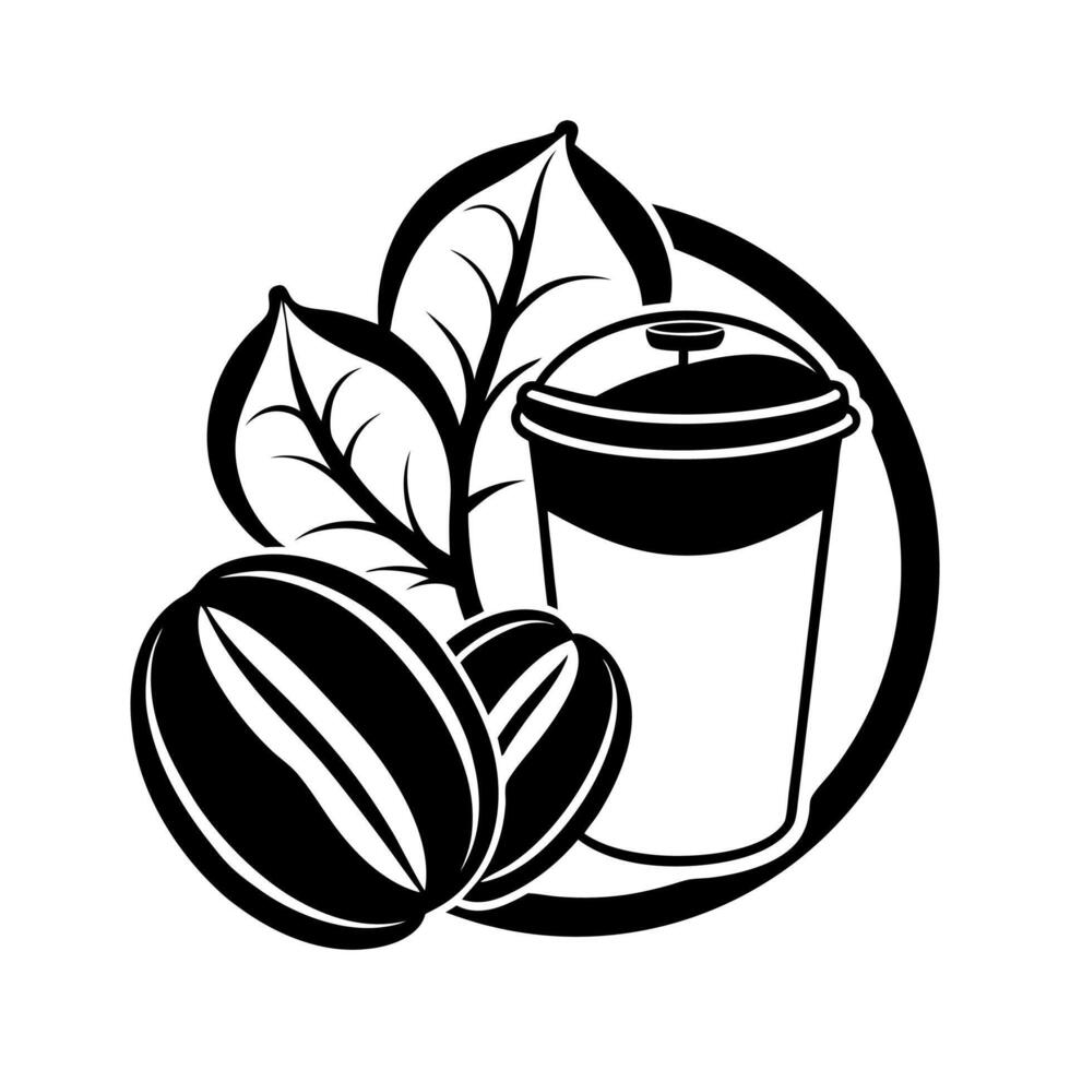 Coffee beans and cup illustration vector