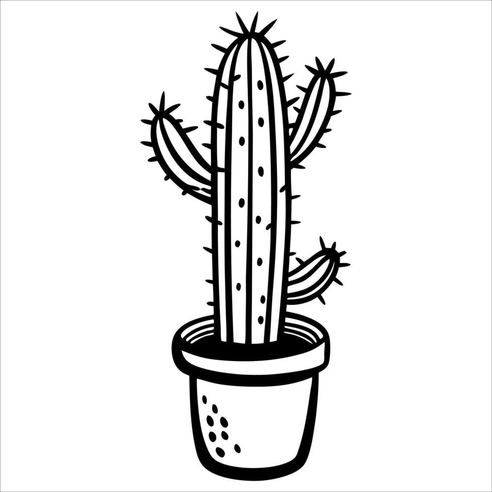 Cactus plant in pot on white background illustration vector