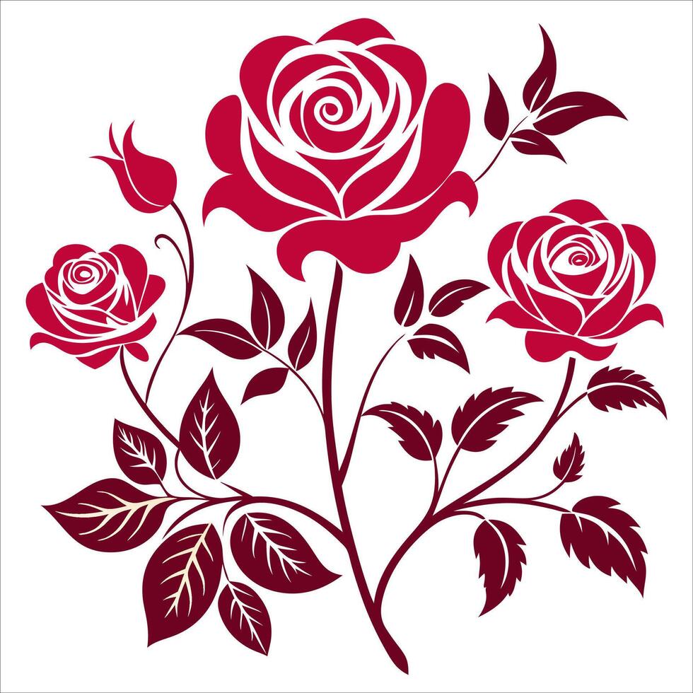 Red roses on white background vector