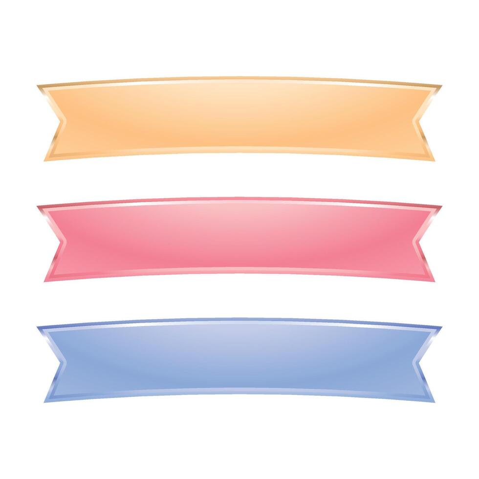 Set of realistic ribbon band element banner design vector