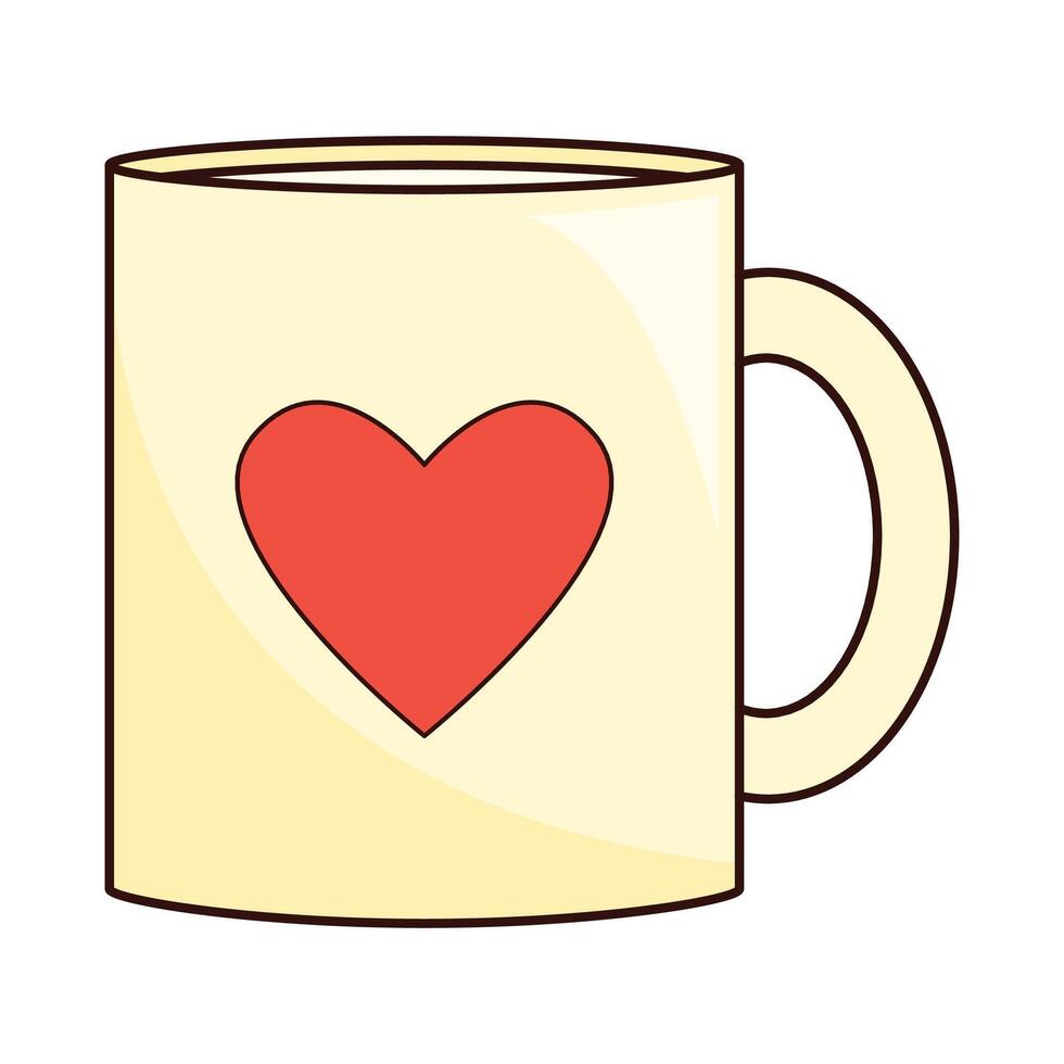 Coffee Mug With Heart illustration on white vector