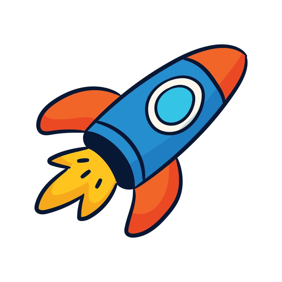 Rocket Flying In Space Cartoon on white vector