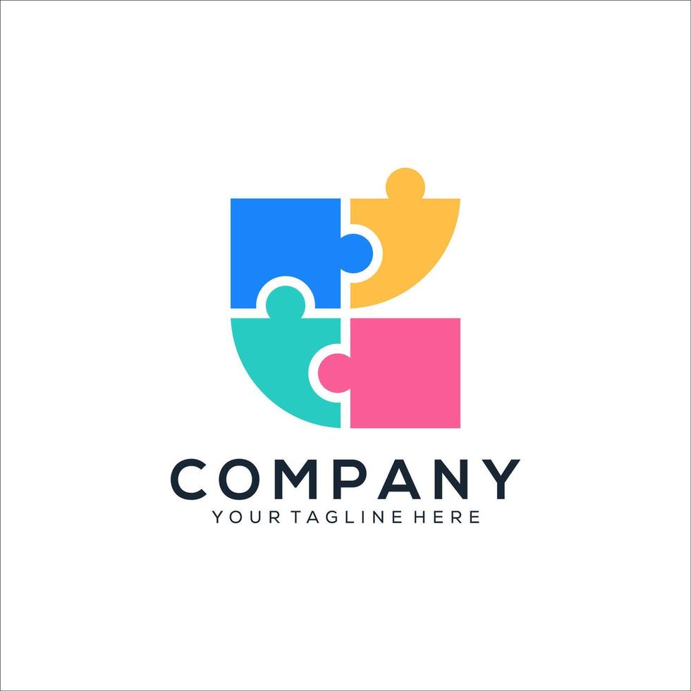 Abstract puzzle logo design vector