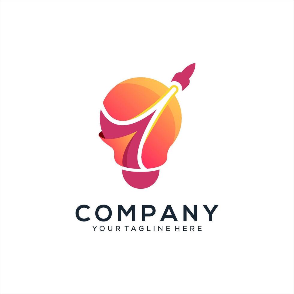 Abstract bulb with rocket logo design vector