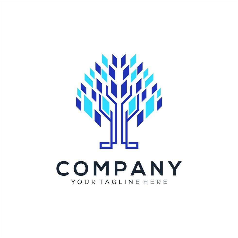 Abstract tree technology logo design vector
