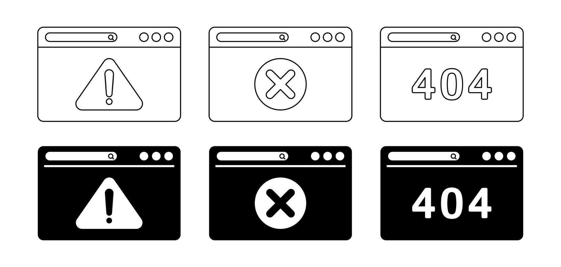 Browser Error Icon Set. Modern Design for Apps, Web. vector