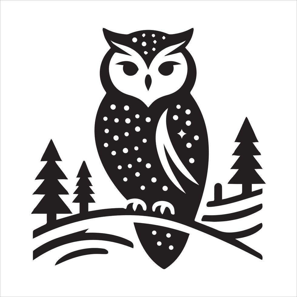 Mystical owl silhouette elegant and enigmatic designs on branch vector
