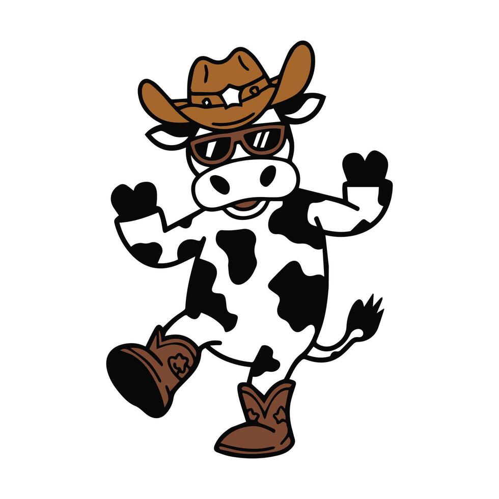 Happy Dancing Cow Clip Art Illustration vector